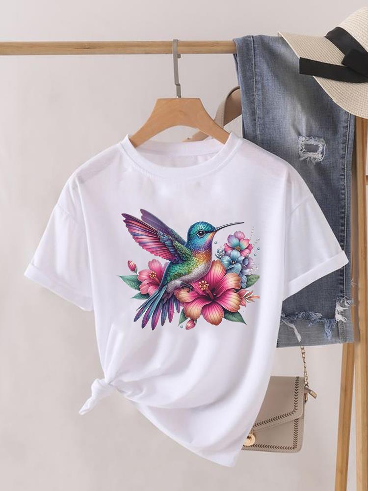 Aquarell Schmetterling Niedlich 90er Kleidung Damen Kurzarm T-Shirt Frauen Print Weiblich Grafik T-Shirts Mode Kleidung Lässiges T-Shirt