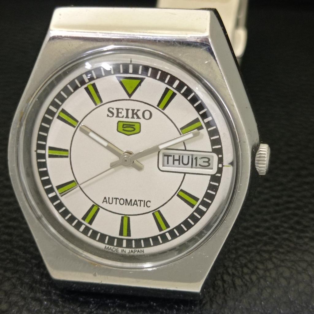 GENUINE VINTAGE SEIKO 5 AUTOMATIC JAPAN 6309A MENS WHITE DIAL WATCH a702709-1 R210-a702709