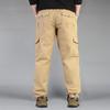 Army Green Men's Pure Cotton Outdoor Work Pants: Windproof, Straight Leg, Multi-Pocket, Loose Fit for Mountaineering and Casual Wear.