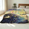 Starry Sky Flannel Throw Blanket Soft, Cozy & Warm, Machine Washable, Ideal for Home Decor, Office Naps, Christmas & Halloween