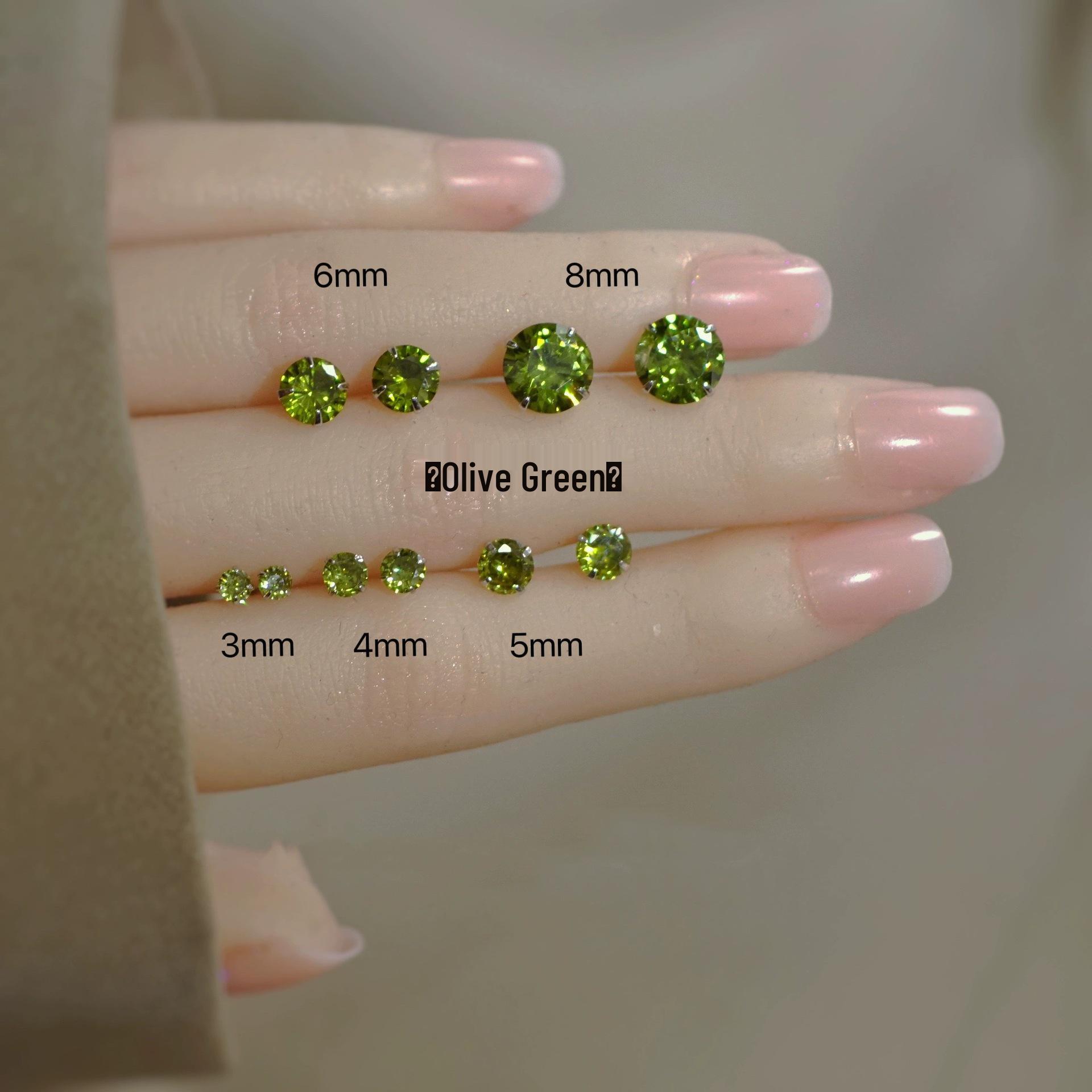 Beixi s925 Sterling Silver Olive Green Earrings: Non-fading Cartilage Studs for Pierced Ears. 925 Sterling Silver