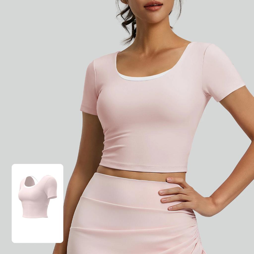 2026 New Summer Breathable Yoga Wear Tops Women Outdoor Running Sports Fitness Wear Short Sleeves