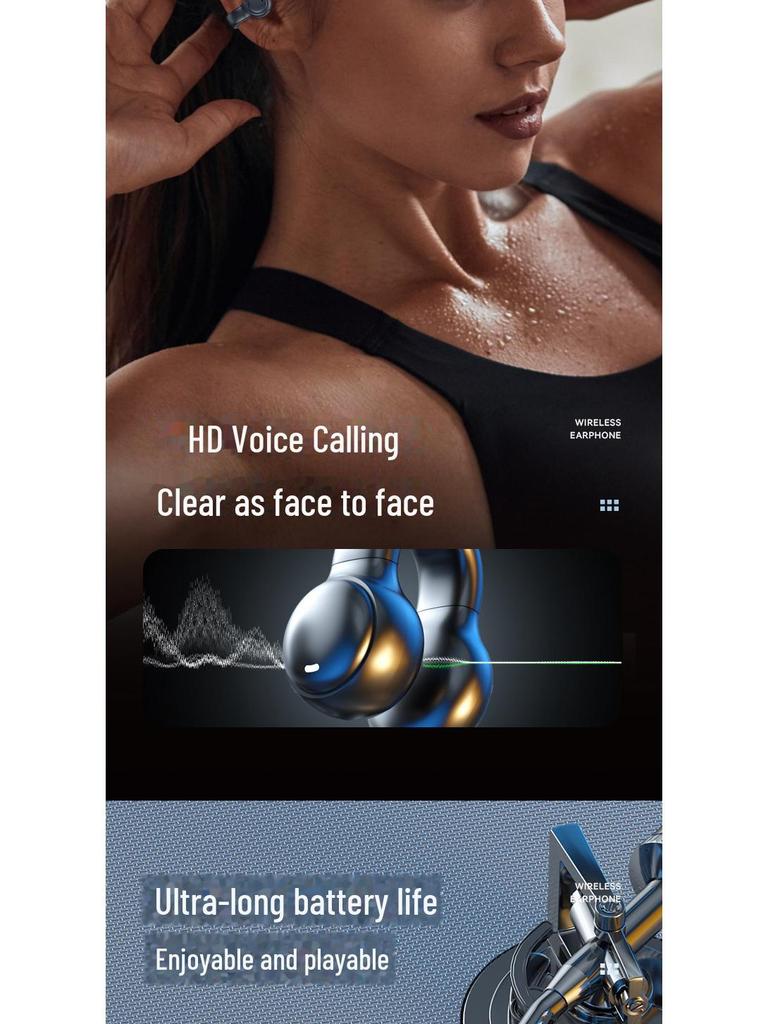 M47 Wireless Bluetooth HD Clip-On Headset - Soft Silicone, Non-In-Ear, Long-Lasting Battery