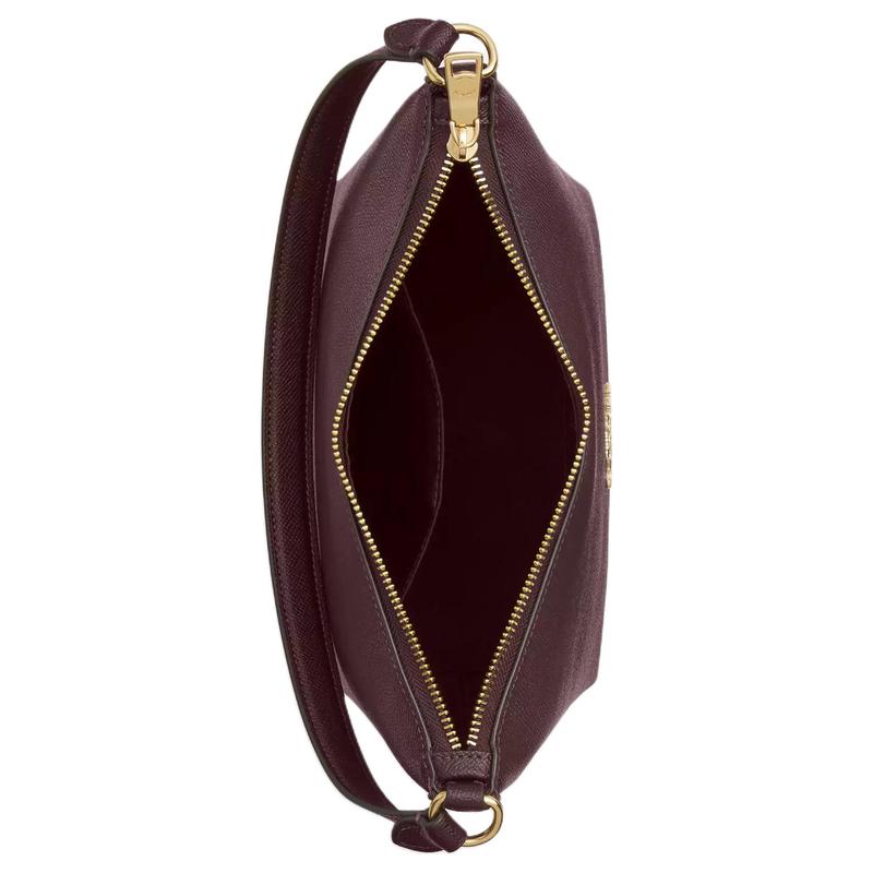 Coach Zip Top 20 Logo Zipper Closure Saffiano Leather Shoulder Crossbody Tote Small Women's Merlot