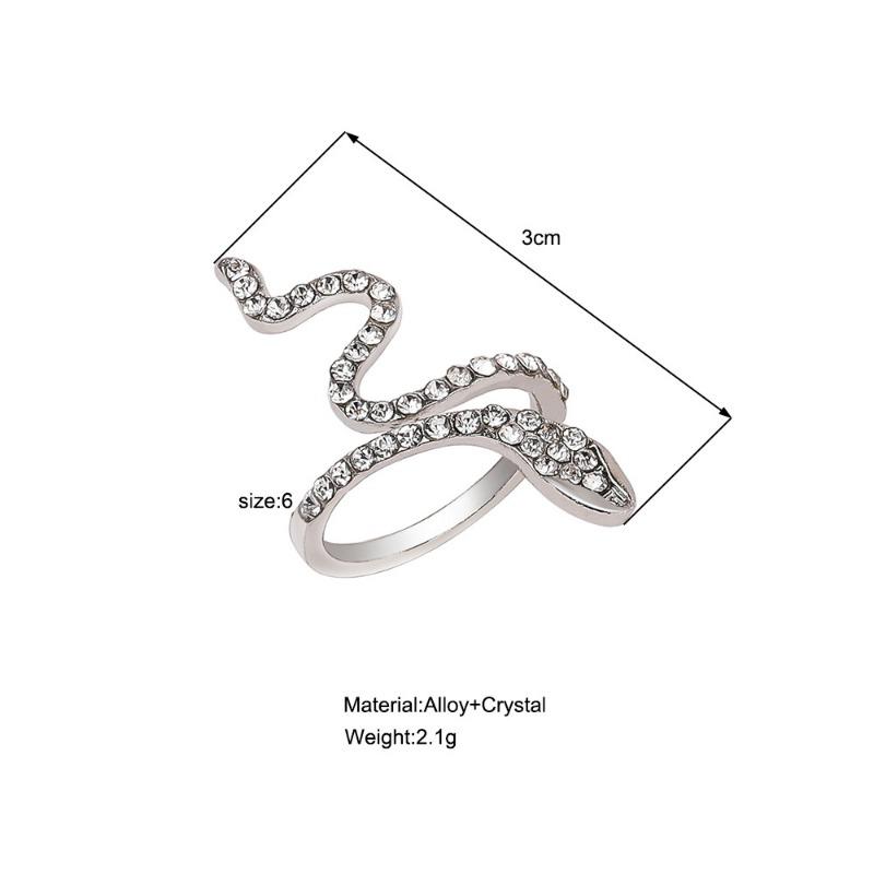 Silver Color Snake Ring Fashion Women Shinning Zircon Open Adjustable Animal Rings Girls Daily Party Jewelry Accessories Gifts