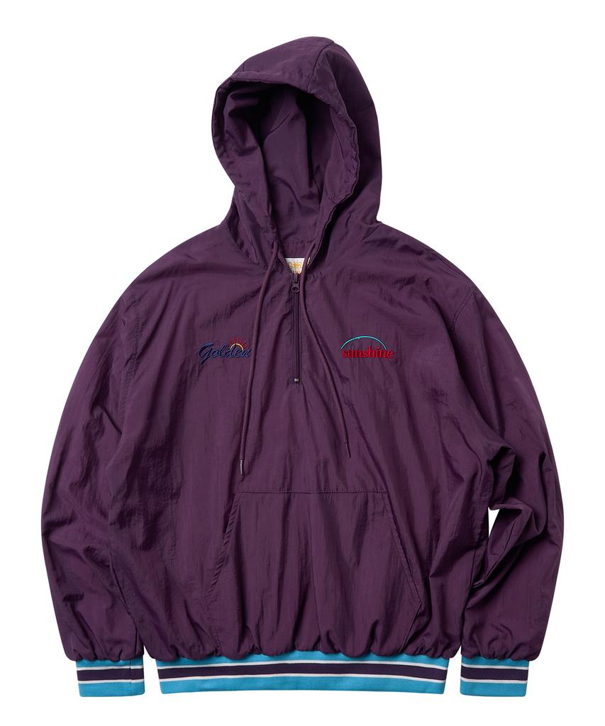 Golden Sunshine Windbreaker Anorak Hoodie_Grape Wine
