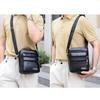 Men Shoulder Bag Waterproof Large Capacity Messenger Bag Adjustable Strap Outdoor Travel PU Leather Casual Simple All-Match Bags