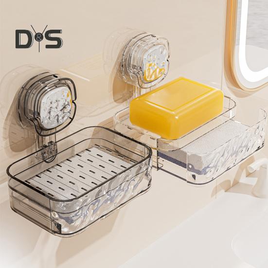 Săpunieră cu ventuză cu găuri de scurgere, puternică, portantă, ușor de instalat, montată pe perete, săpunieră de duș