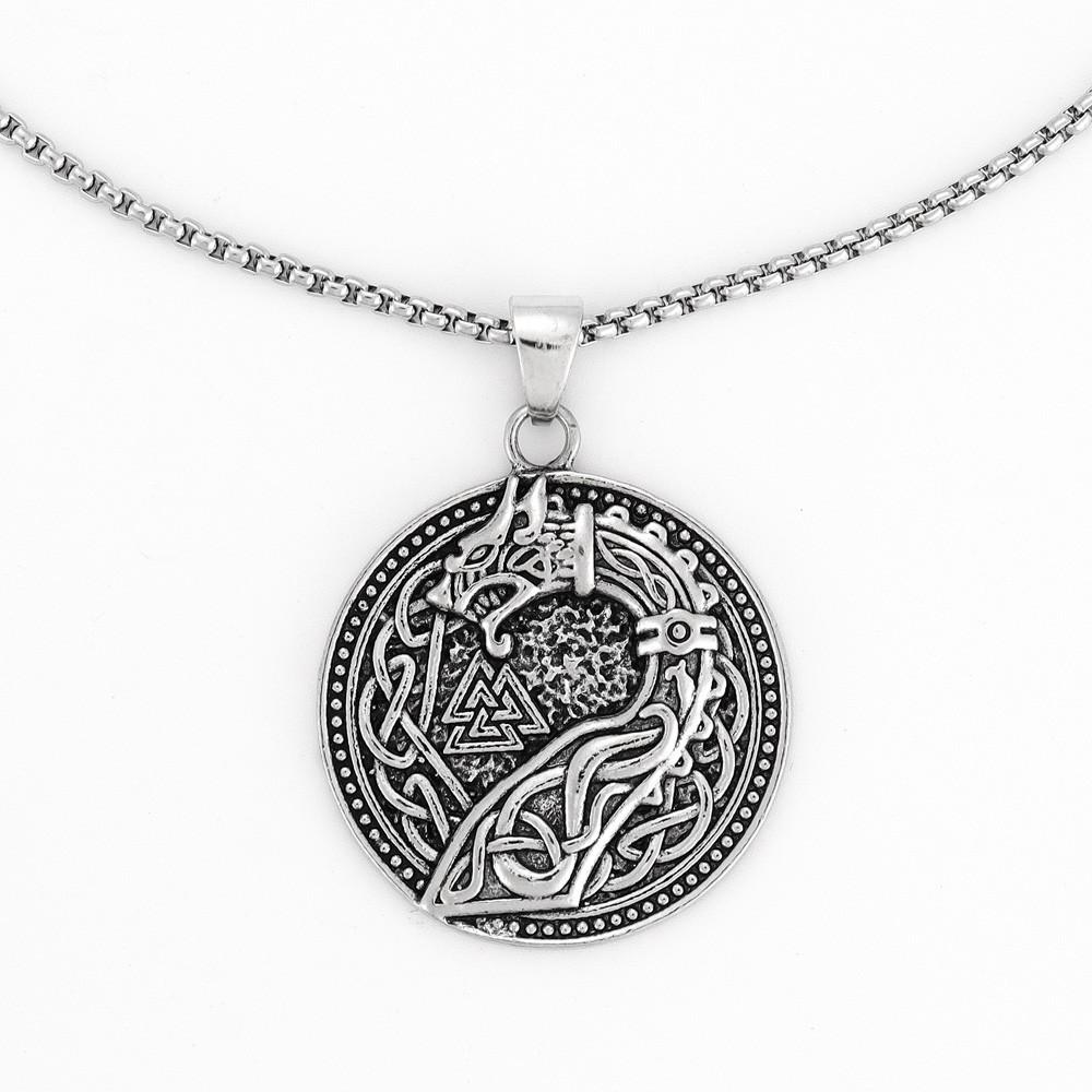 Nordic Viking Wolf Head Men's Hip-hop Necklace Ins High-end