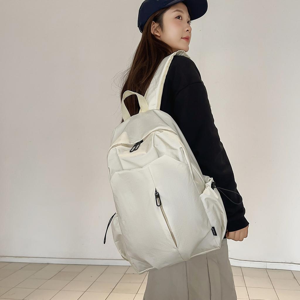Schoolbag schoolbag male college students ins solid color simple large-capacity backpack, female high school outdoor travel backpack mountaineering 