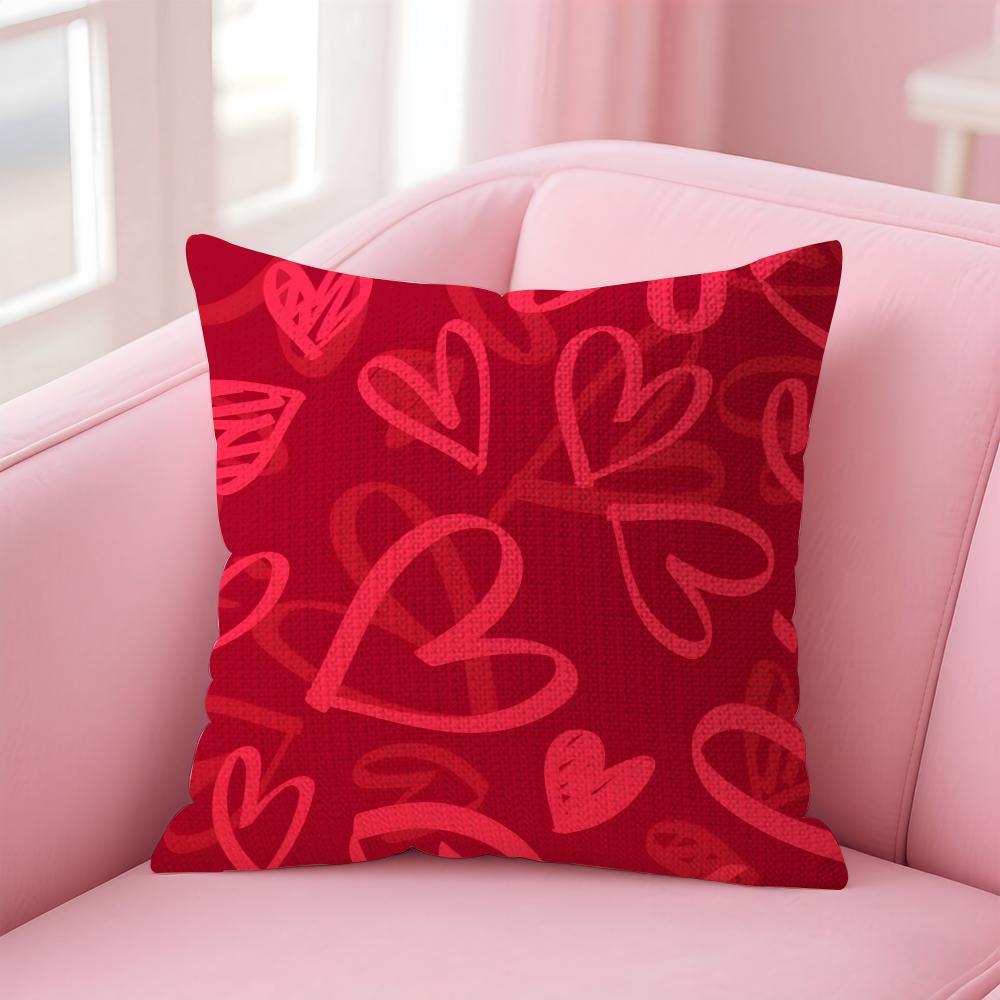 Love INS Cushion Cover Natural Linen Pillow Case DoubleSided Print Decorative Sofa Pillowcase Home Decor Gift