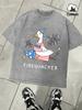 UsaS Big Goose On A Rocket Retro Man TShirt Summer Loose Breathable Cotton Top Soft Fashion Washed Clothing Mens ONeck Tee