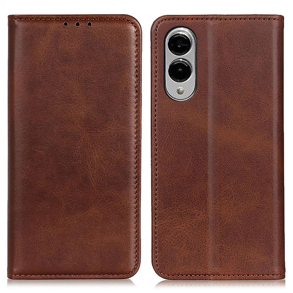 

Для Samsung Galaxy S25 Edge Чехол из Спилковой Кожи Флип-Кошелек Чехол для Телефона Coffee