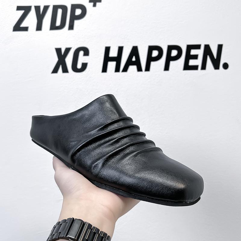 

Туфли Lazy Muller в стиле ретро с одной педалью, маленькие кожаные туфли в британском стиле, квадратные тапочки для пары 14949-24249-A 38 чёрный