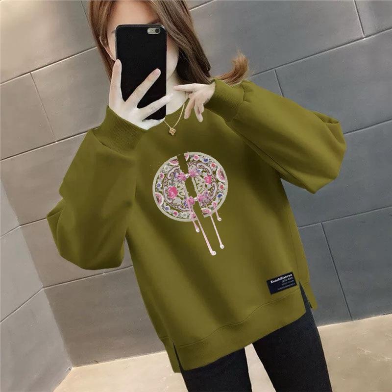 Plus Size Women's Velvet Thick Sweatshirt: Autumn/Winter Loose Fit, Slimming, & Fashionable