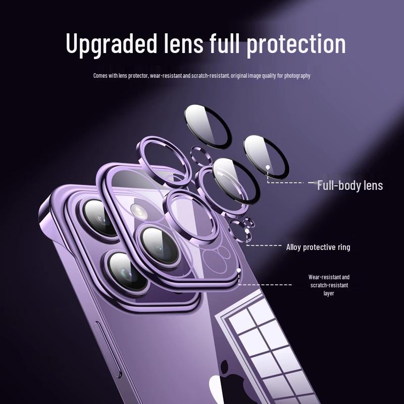 Compatible iPhone Case for Apple 17: Electroplated, Borderless, Built-in Lens Film, Drop-Proof, Dust-Proof PC Protection.