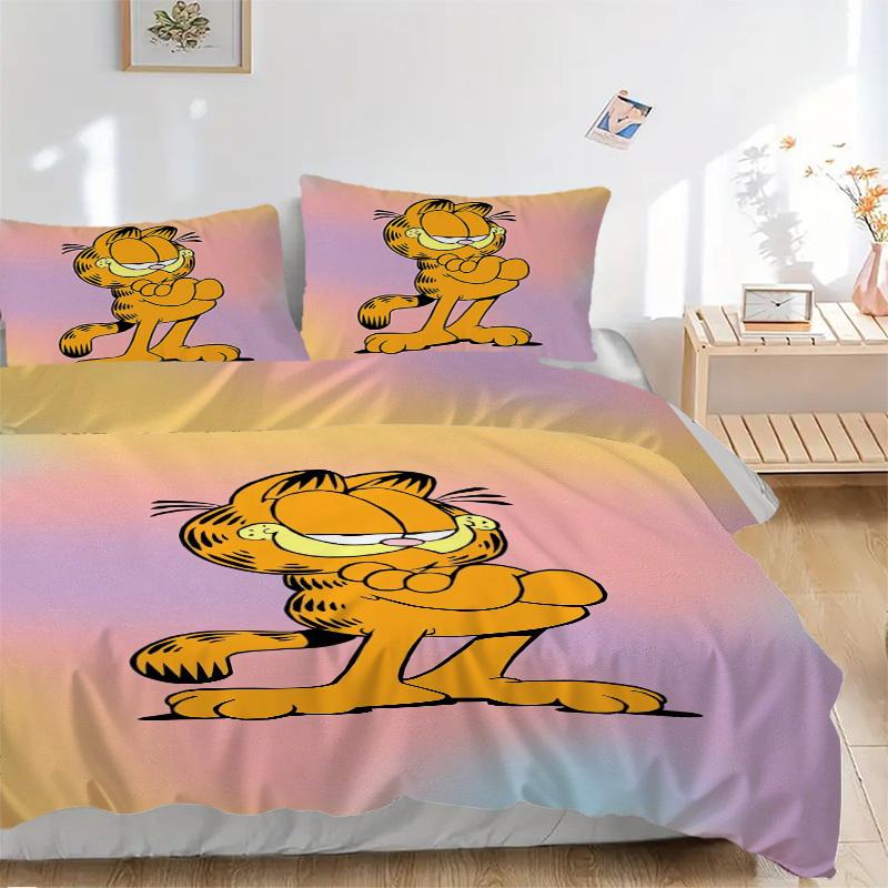 

Garfield Cat Rainbow Background Bedding Set Comforter Cover Gift for Bedroom,Includes 1 Cover and 2 Pillowcases, No InsertB624 135x200cm