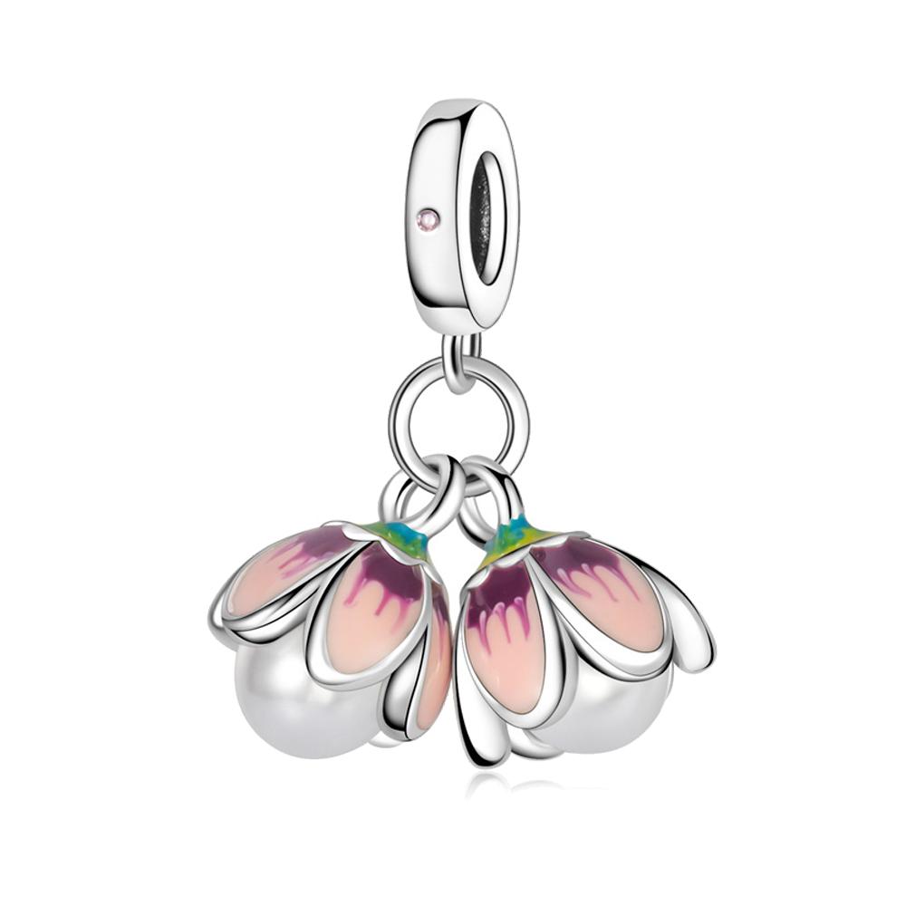 Colorful 925 Silver Butterfly Loves Flowers Beads & Beetle & Ladybug Dangle Charm Fits Bracelet Exquisite Pendant Gifts
