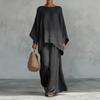 2026 New Women's Simple Loose Linen Blend Shirt and Wide-Leg Pants Set