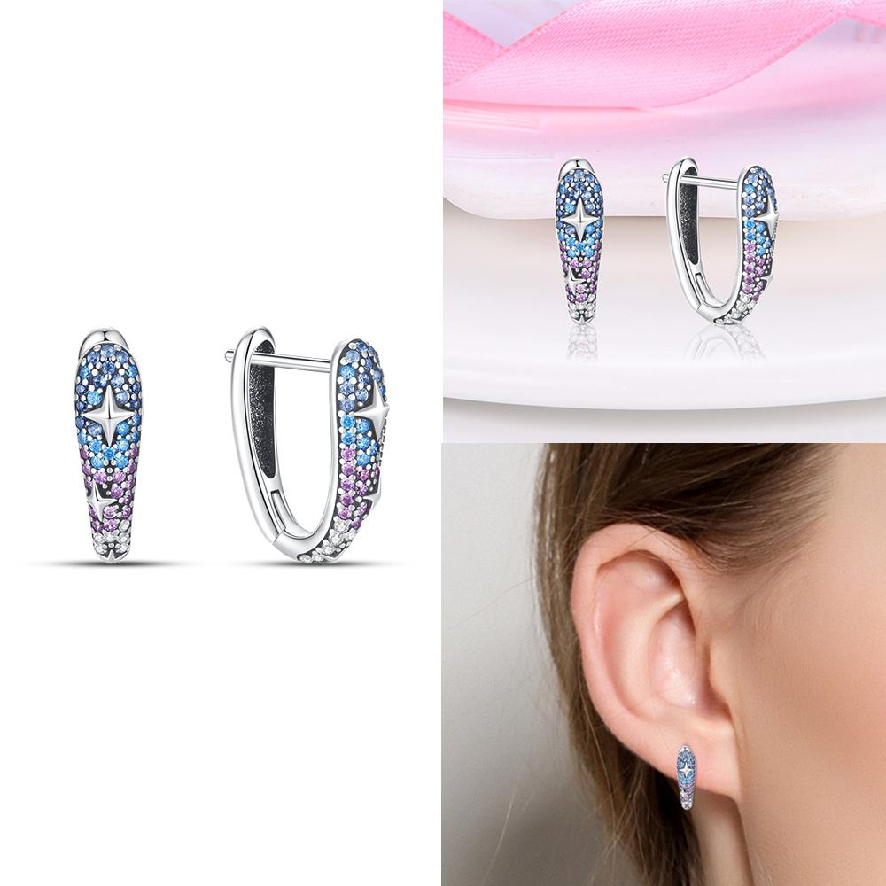 Hoop Earrings 925 Silver Certified Red Bow Heart Zircon Stud Earrings Lady's Anniversary Gift Luxury Jewelry