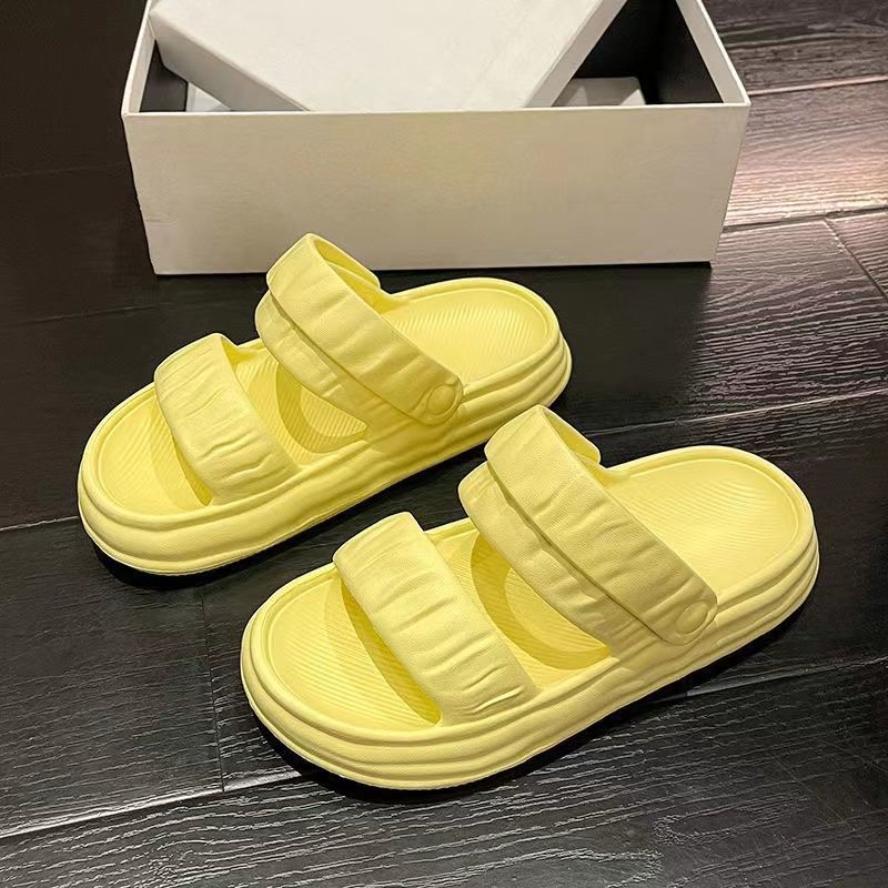 Woman Slippers Round Toe Summer Open Low Heel Indoor Sandals Outside Slides Green Height Shoes for Women 2024 New Fashion B Sale