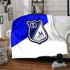 Blue And White Shield Millonarios Flannel Blanket, Soft Polyester, Modern Design, All-Season for Camping, Travel, Gifts for holidays or birthdays