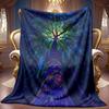 1pc 2D Mystical Starry Forest Enormous Tree Theme Pattern Flannel Blanket, Soft HD Digital Print, Cooling Blanket All Year Round! Soft And Breathable 