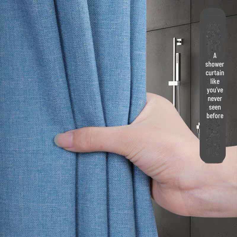 Waterproof Imitation Linen Shower Curtain - 235g Polyester, Thick Solid Color, Ideal for Bathroom Partitions