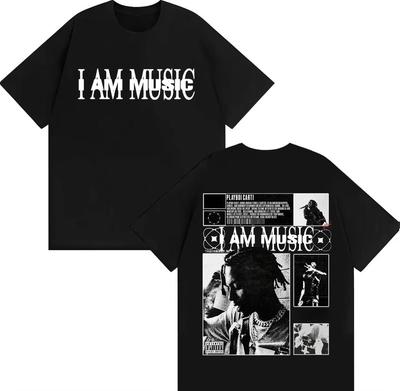 Rapper I AM MUSIC Album Logo T Shirts for Men Women Harajuku Hip Hop Casual Comfort 100% Cotton Autumn and Winter Innerwear