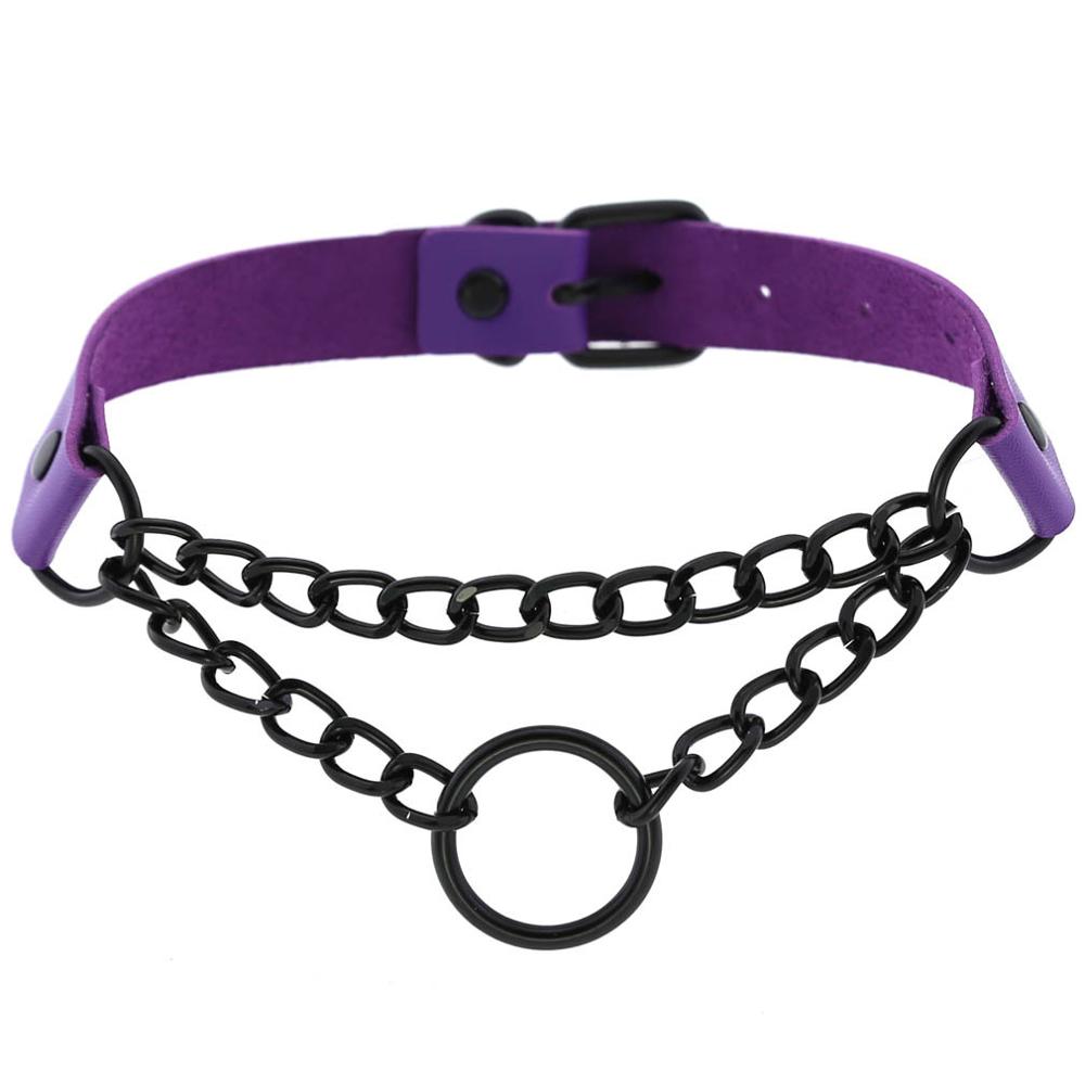 Black Gothic O Chain choker collar harajuku Punk Choker women girls black leather chocker emo Kawaii witch jewelry