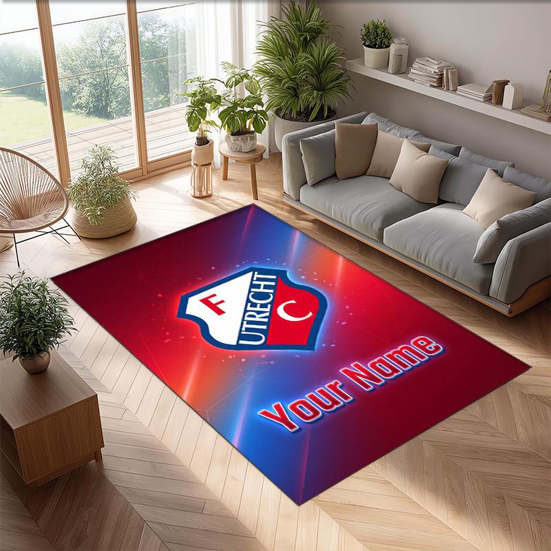 FC Utrecht Printed Crystal Velvet Rug Non‑Slip Crystal Velvet Carpet For Sofa Bedroom Indoor Home Decoration
