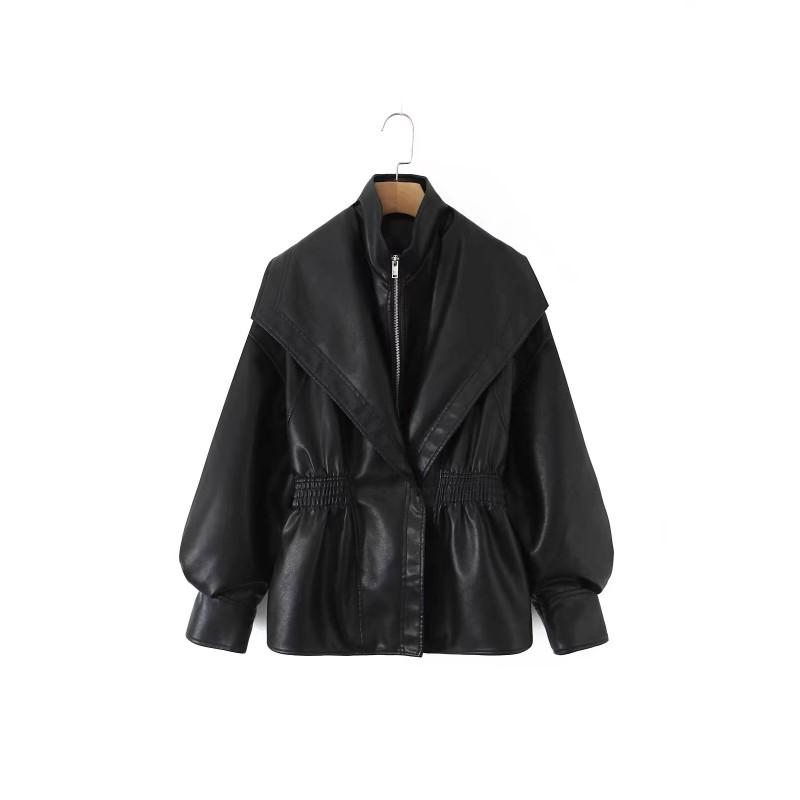 Womens Faux Leather Biker Jacket With