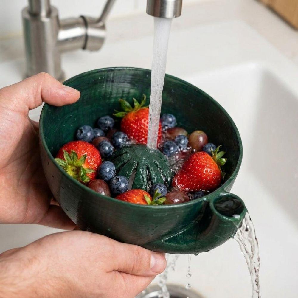 3D Printed Swirl Berry Washing Drain Bowl Large Capacity Berry Strainer Basket Food Preparation