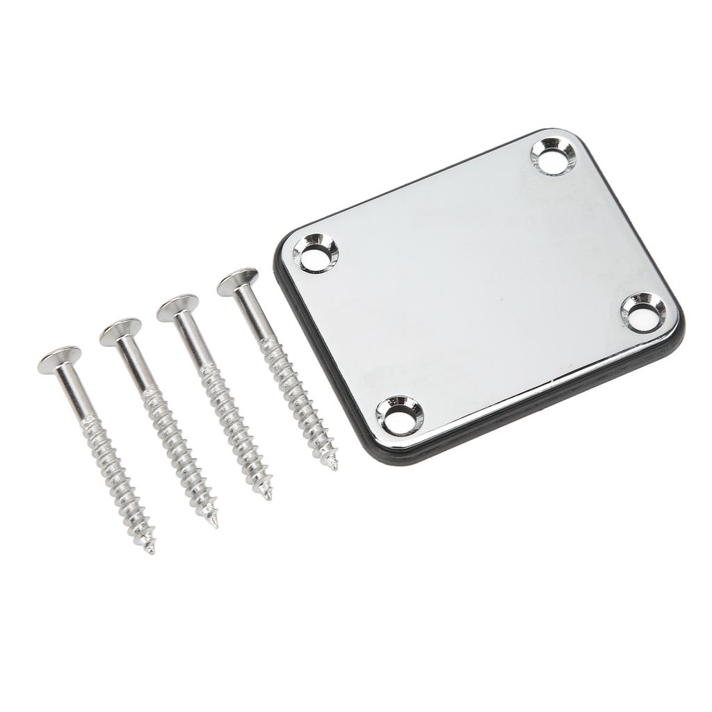 Electric Guitar Neck Plate Square Metal Back Mounting 4 Holes with Screws Bass Parts