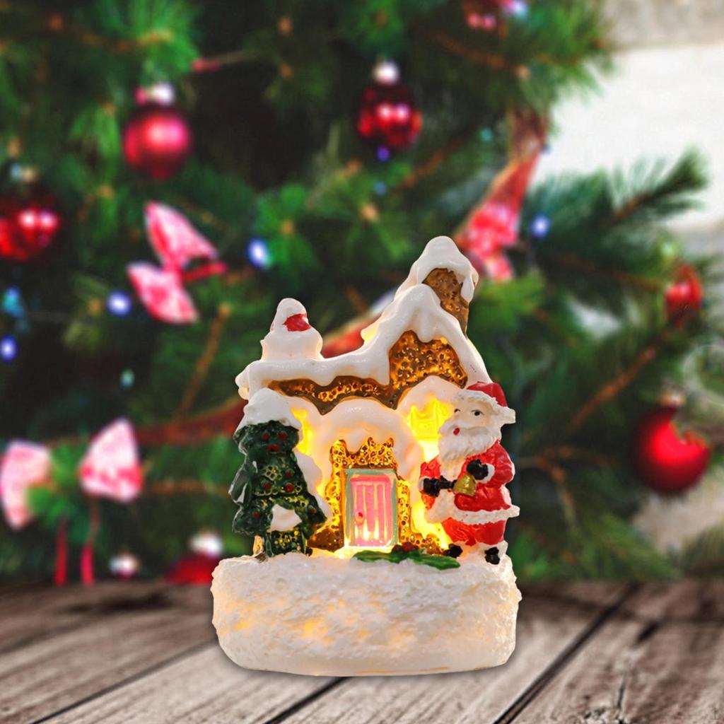 Figurka Świąteczna Wioska Dom Statua Kolekcja Dzieł Sztuki Rzeźba Żywiczna Dekoracja na Biurko