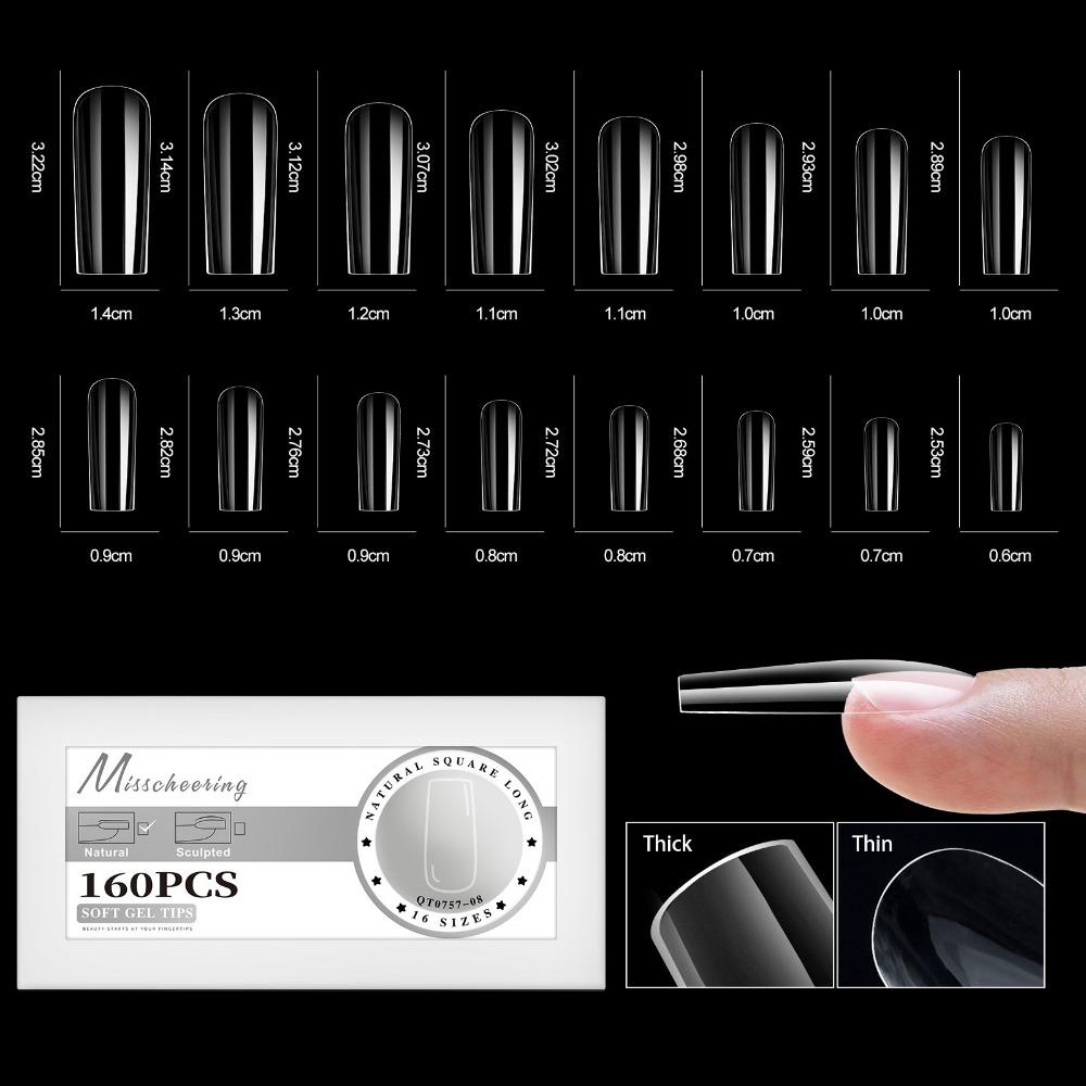 

16 Sizes Fake Nails Extension Soft Press on Nails Hot Gel False Nail Tips for Women Girls Style 08