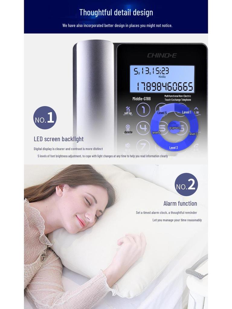 Zhongnuo G188 Touch Screen Wired Landline Phone