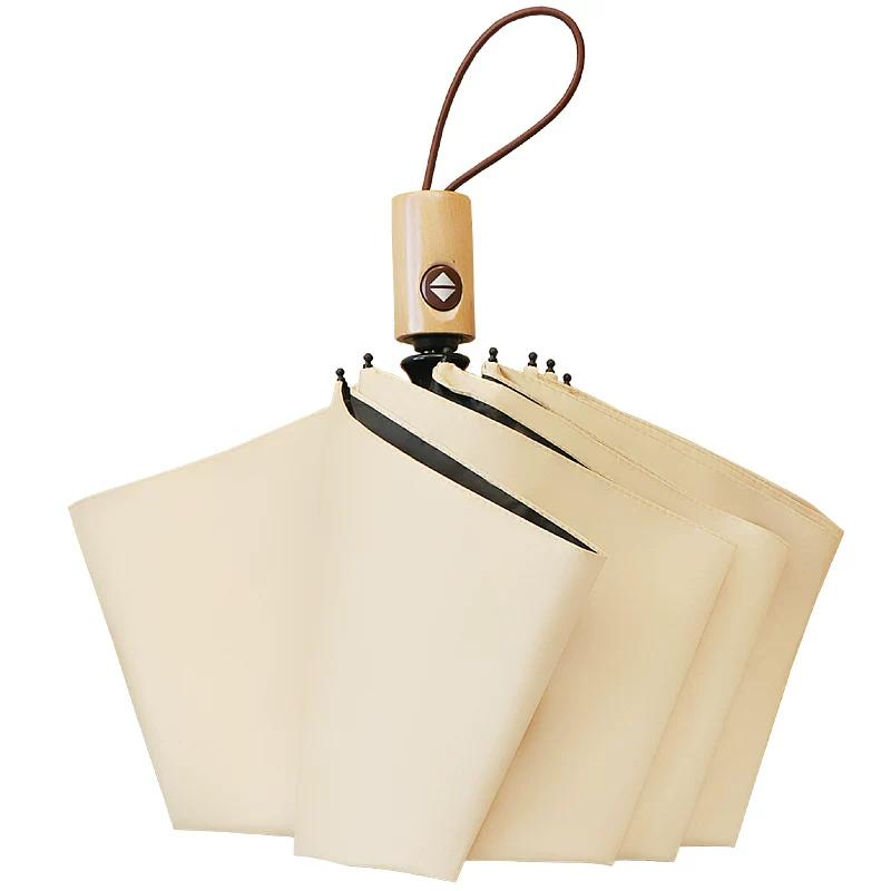 Sun Umbrella Female Foldable Rain Dual-Use Ins Wind Pure Color Minimalist Automatic Sun Protection UV Protection Sun Umbrella
