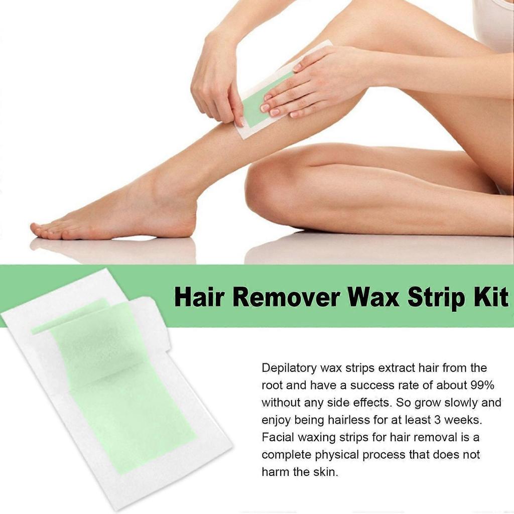 Hair Removal Wax Strips Kit Natural Hair Remover for Face, Eyebrow, Arms, Legs, Underarm, and Bikini