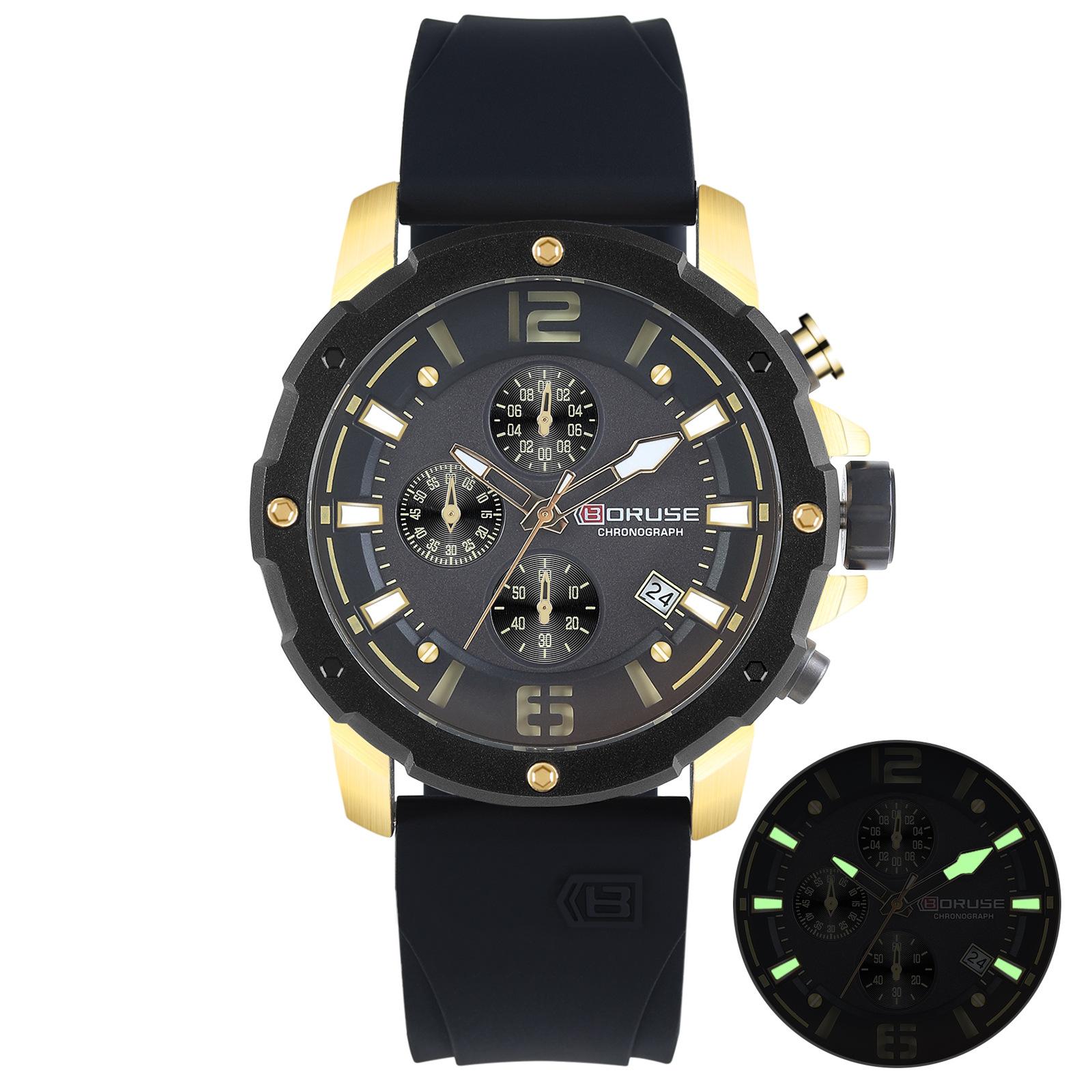 Boruse Men S Watch Fashion Men S Waterproof Luminous Silicone Calendar Quartz Watch Watch Multifunctional