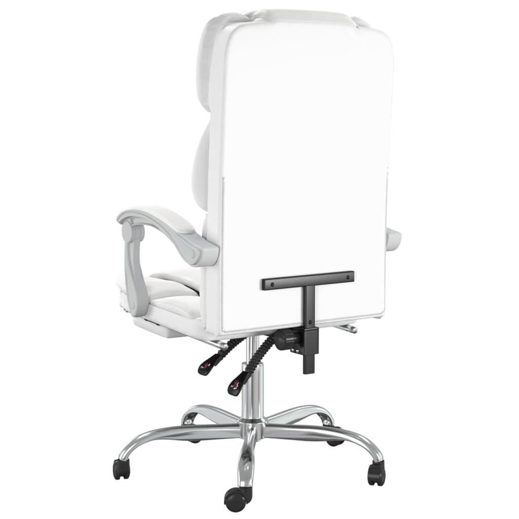 Office Chair with Reclining Function White Faux Leather