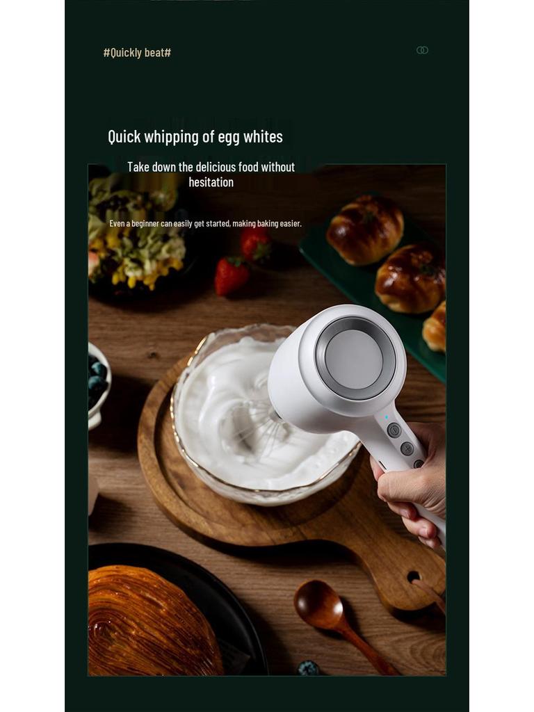 Wireless Dual-Head Electric Egg Beater: Handheld Multifunctional Mixer for Baking, Eggs, and More