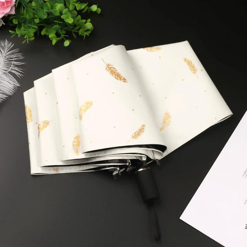 All-Weather Umbrella Female Dual-Use Cute Folding Floral Print Fresh Student Small Sun Protection UV Protection Sun Umbrella