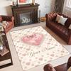 Hearts Theme Crystal Velvet Floor Rug Personalized Custom Name Text Warm Carpet Home Decoration