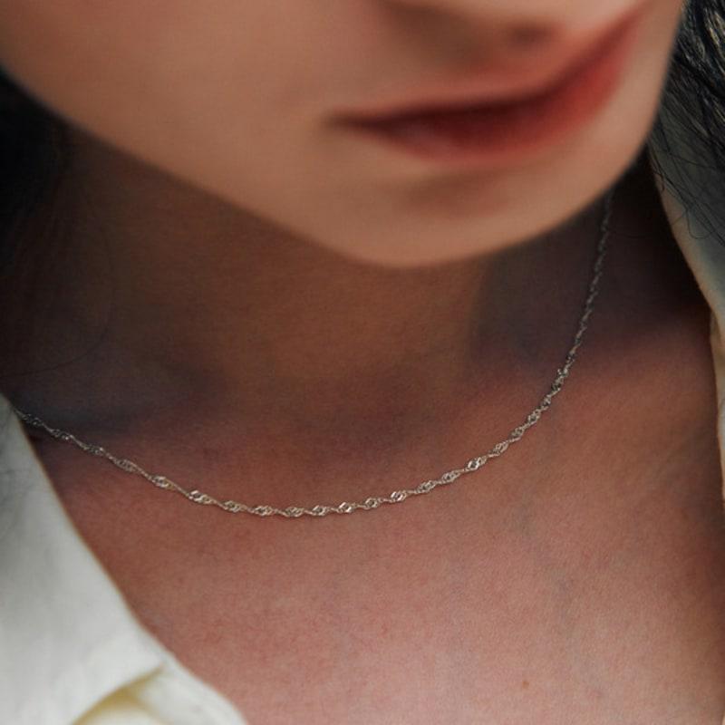 Green [925 Silver] Un.silver.204 / Twisted Necklace