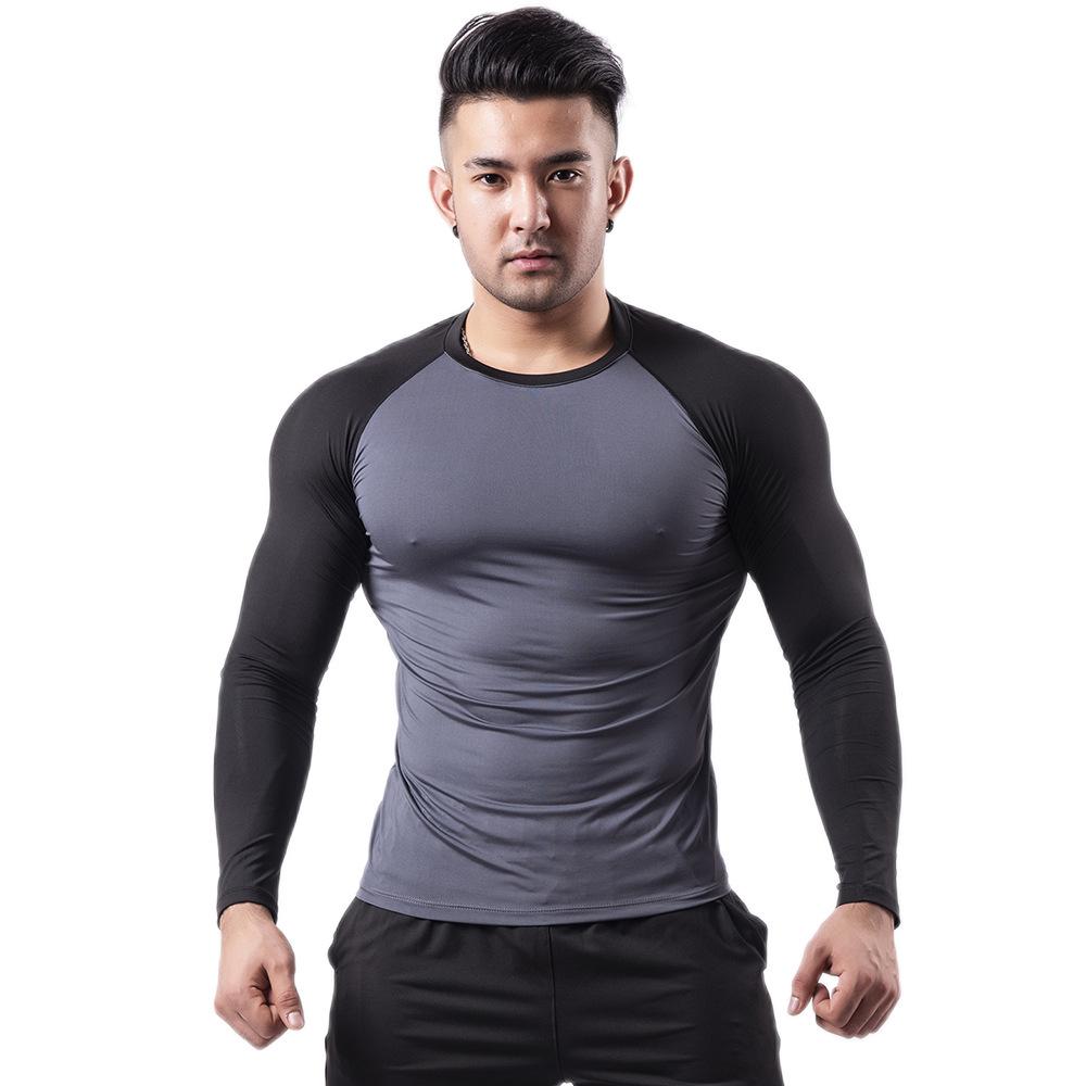 Men Running Long Sleeve T Shirts Gym Running Quick-Dry Tights Shirts Fitness Compression Sportswear Tops