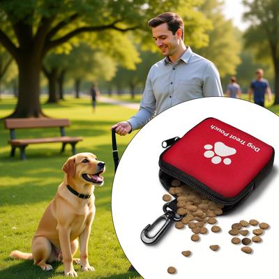 Polyester Dog Training Treat Pouch with Zipper Closure Portable Pet Snack Bag for Walking Training