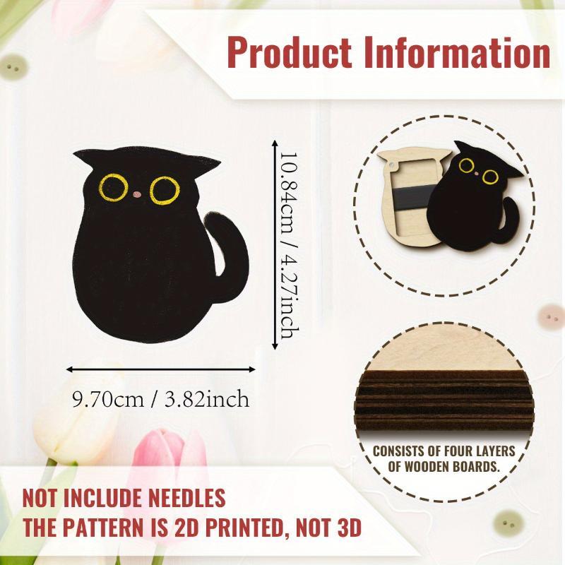Cute Cat Wooden Needle Storage Box Magnetic Sewing Pin Holder Wood Needle Organizer For Handmade Craft Home Use