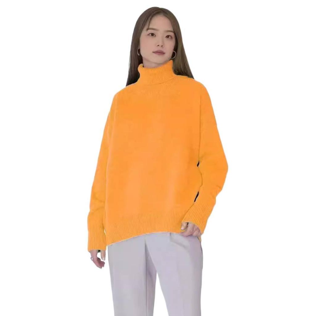 Women's New Hot-Selling Sweater Loose Half-Turtleneck Autumn Winter Solid Color Sweater