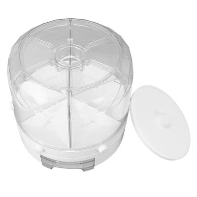 Rotating Rice Dispenser 13.2lb Capacity 6 Grid Airtight One Click Output Dry Food Storage Container for Grain Beans
